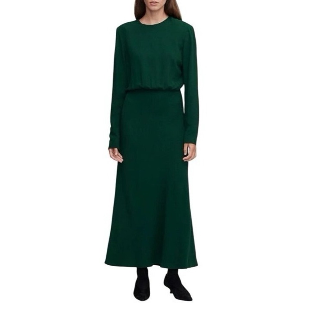 ARGENT Crosby Maxi Dress in Emerald Green Viscose Wool‎ Crepe - Size S